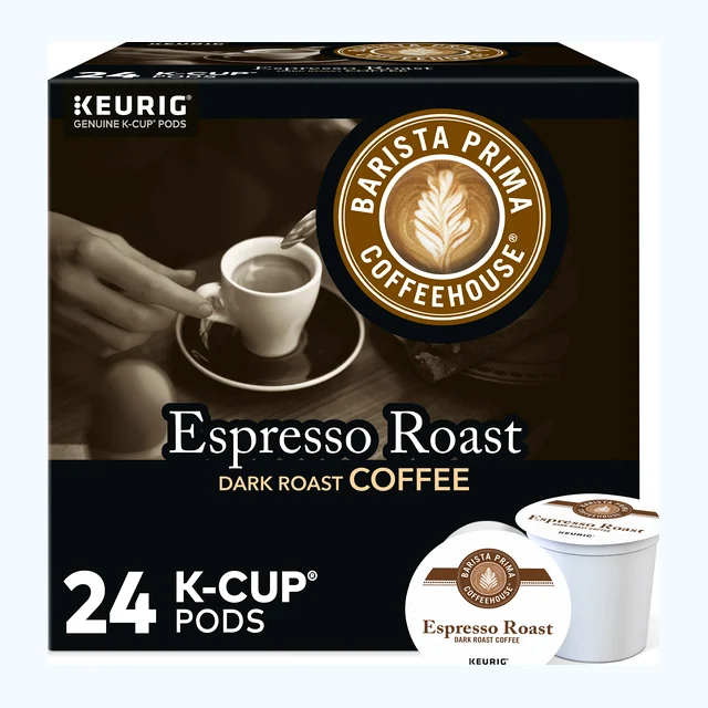 Barista Prima Coffeehouse Espresso Roast K-Cups, Dark Roast – 24 Count