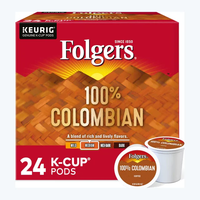 Folgers 100% Colombian K-Cups, Medium Roast – 24 Count