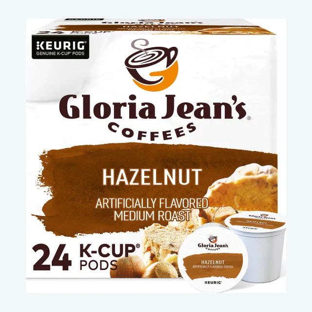 Gloria Jean's Hazelnut K-Cups, Medium Roast – 24 Count