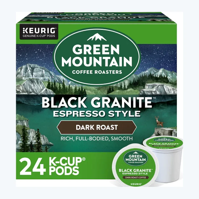 Green Mountain Black Granite K-Cups, Dark Roast – 24 Count