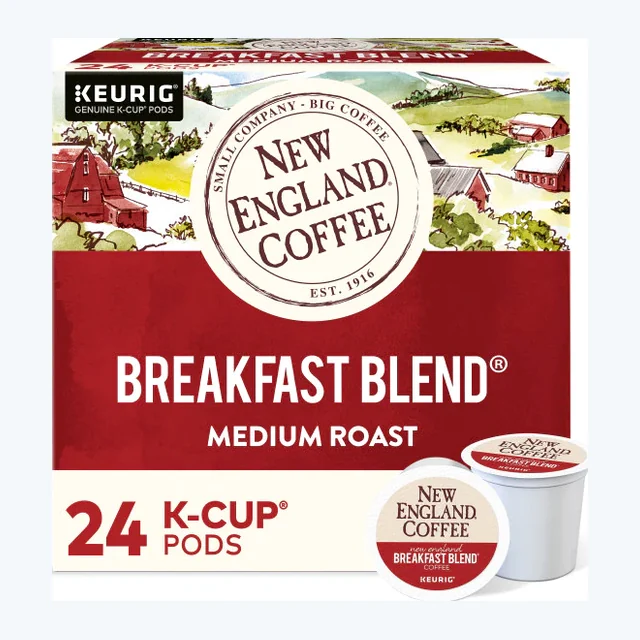 New England Coffee Breakfast Blend K-Cups, Light Roast – 24 Count