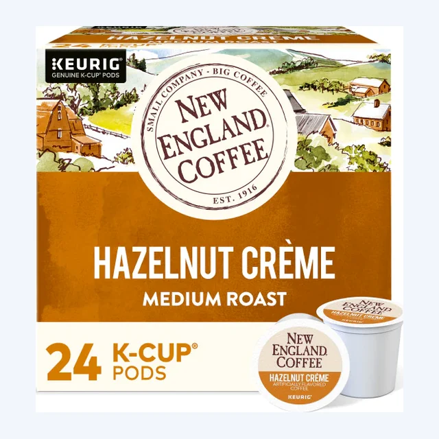 New England Coffee Hazelnut Creme K-Cups, Medium Roast – 24 Count