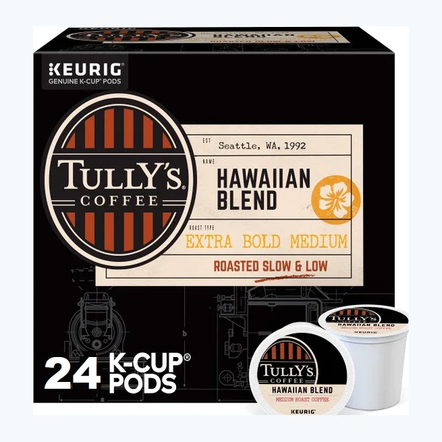 Tully's Coffee Hawaiian Blend K-Cups, Medium Roast – 24 Count