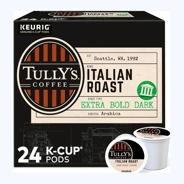 Tully's Coffee Italian Roast K-Cups, Dark Roast – 24 Count