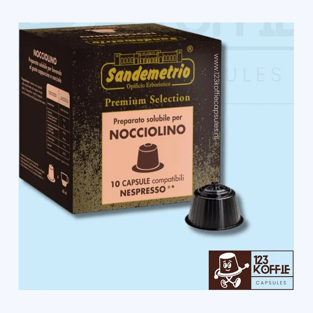 Hazelnoot koffie capsules Nespresso 10 stuks Sandemetrio Nocciolino