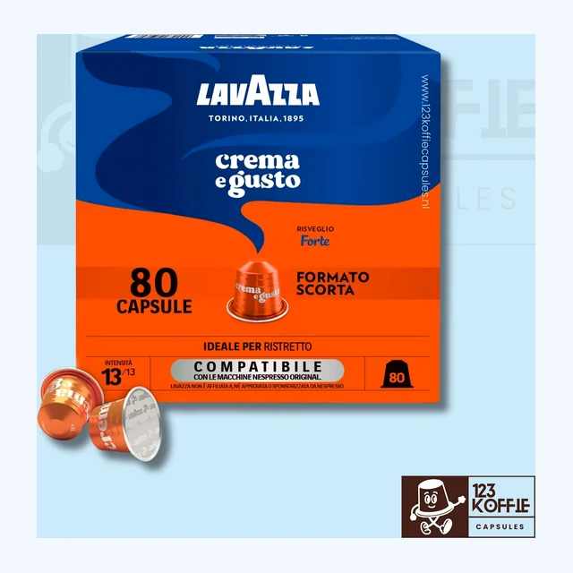 Lavazza Crema e Gusto Forte aluminium capsules Nespresso 80 stuks