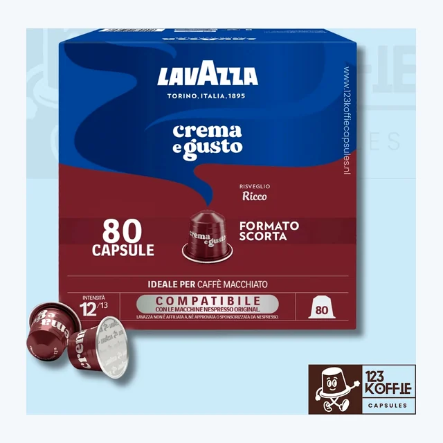 Lavazza Crema e Gusto Ricco aluminium capsules Nespresso 80 stuks