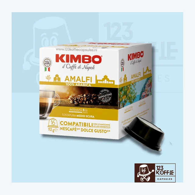 Verpakking Kimbo Amalfi capsules Dolce Gusto 16 stuks Italiaanse espresso