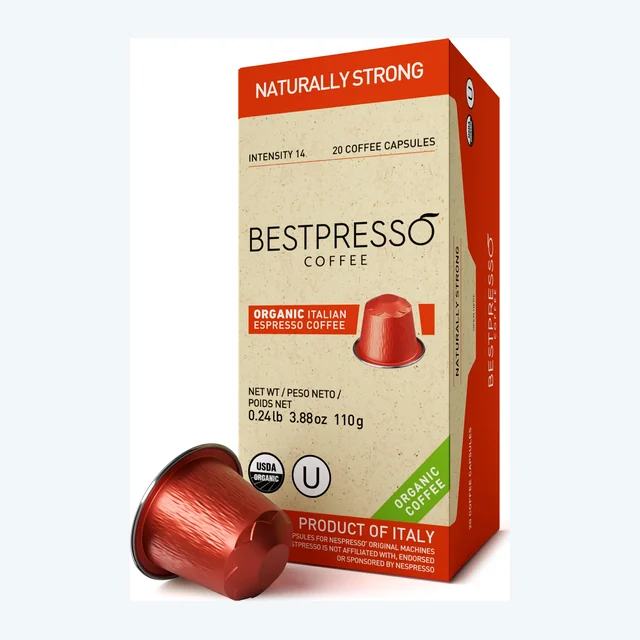 Organic USDA Bestpresso Coffee For Nespresso Original - Naturally Strong 120 Pods