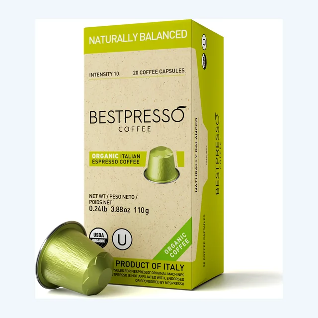 Organic USDA Bestpresso Coffee For Nespresso Original - Naturally Balanced 120 Pods
