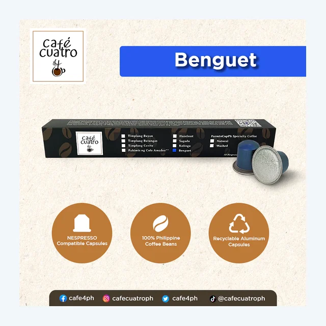 cafe4ph BENGUET BLEND Coffee Pods in Aluminum Nespresso-compatible Capsules 10 pods