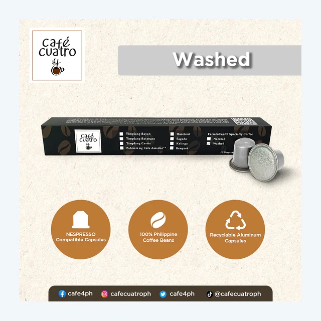 Cafe4ph SPECIALTY WASHED ARABICA Coffee Pods in Aluminum Nespresso-compatible Capsules (10 pods)