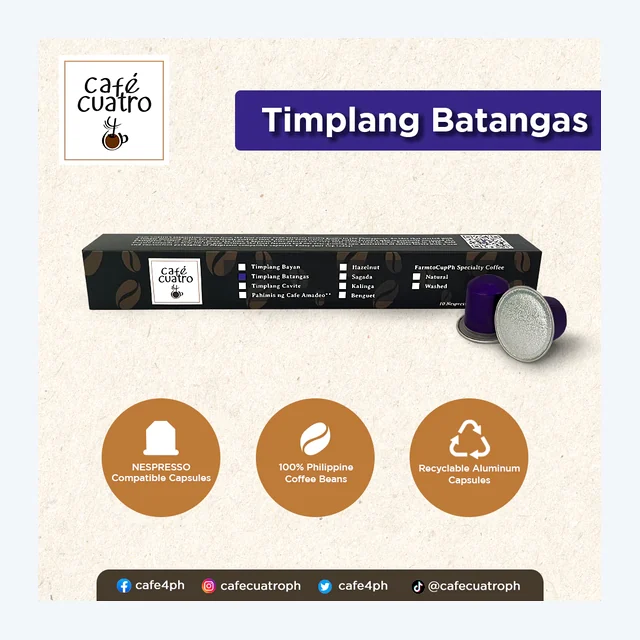 cafe4ph Timplang Batangas-BARAKO Coffee Pods in Aluminum Nespresso-compatible Capsules  10 pods