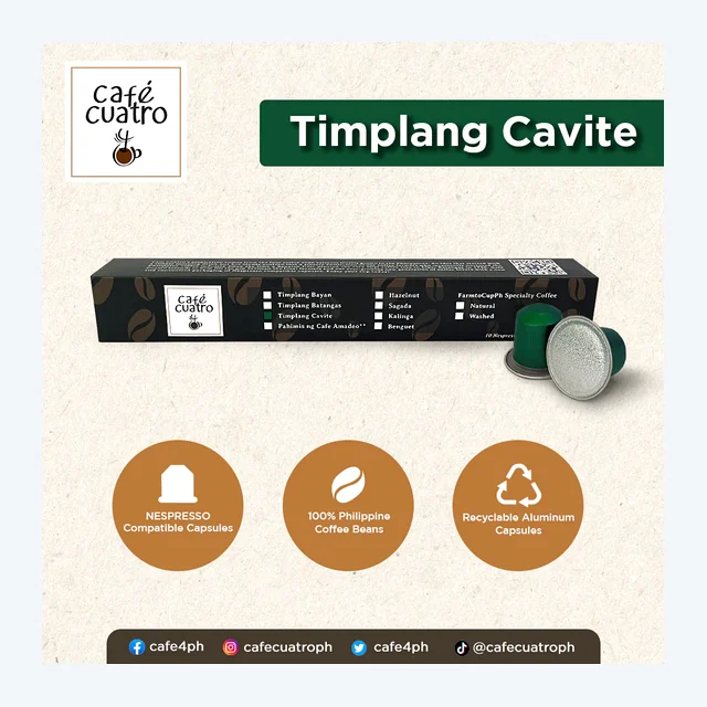 Cafe4ph TIMPLANG CAVITE Coffee Pods in Aluminum Nespresso-compatible Capsules 10 pods
