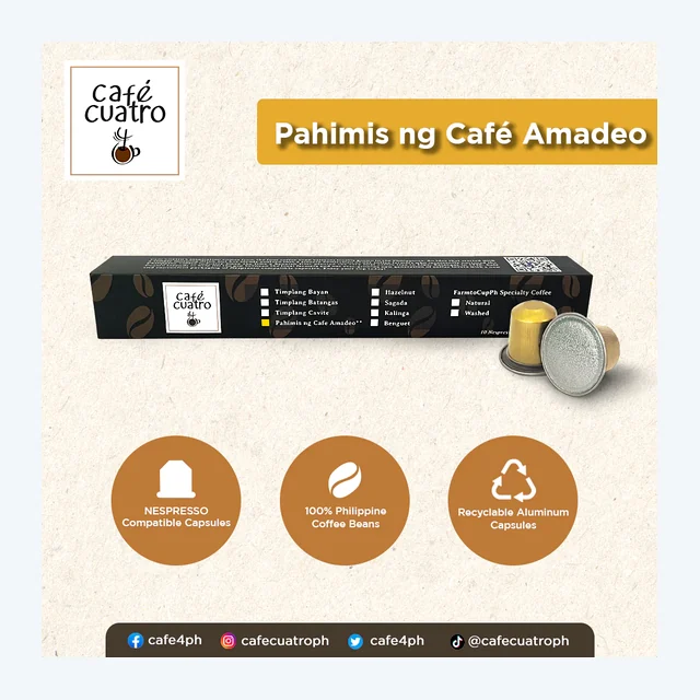 Cafe4ph Timplang PAHIMIS Coffee Pods in Aluminum Nespresso-compatible Capsules 10 pods