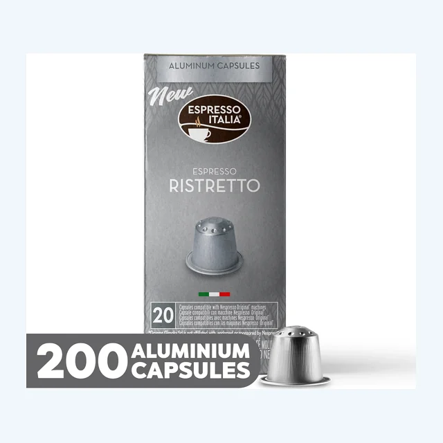 ESPRESSO ITALIA Espresso Compatible Pods - RISTRETTO - Aluminium Coffee capsules compatible with Nespresso Original Line