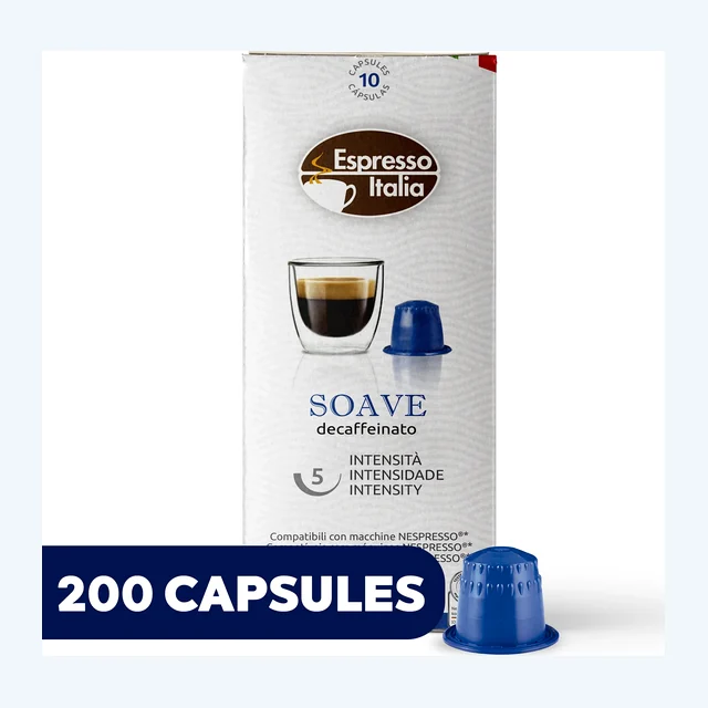 ESPRESSO ITALIA Espresso Compatible Pods - SOAVE DECAFFEINATE -  Coffee capsules compatible with Nespresso Original Line