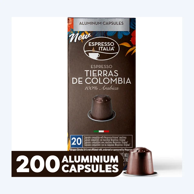 ESPRESSO ITALIA Espresso Compatible Pods - TIERRAS DE COLOMBIA - Aluminium Coffee capsules compatible with Nespresso Original Line