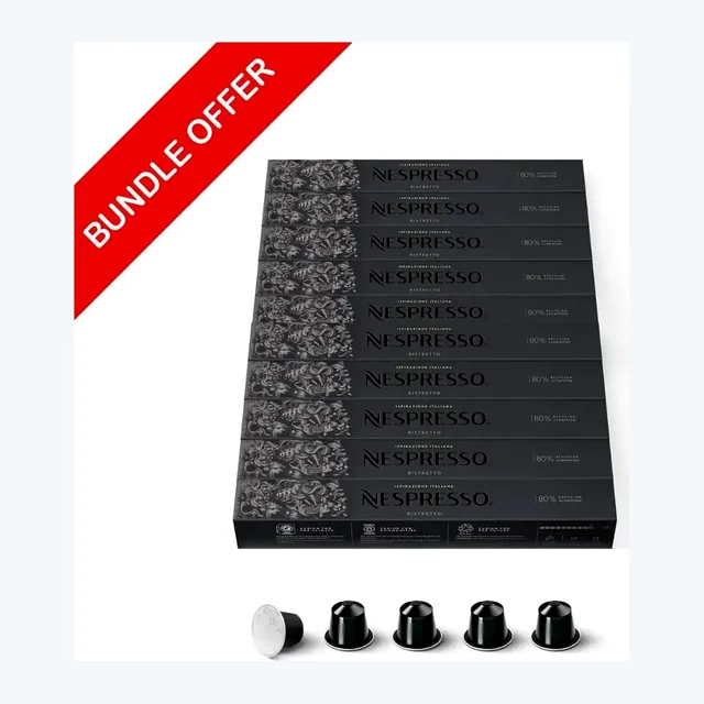 (100 Capsules) Nespresso - Ristretto Italiano- 10 Capsules X10 - Bundle