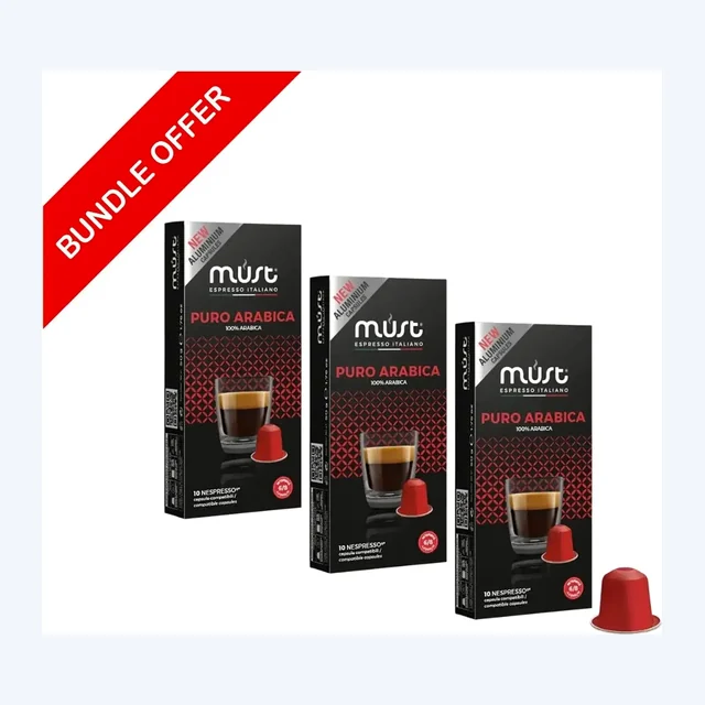 (30 Capsules) MUST - 100 % Pure Arabica by Nespresso -10 Capsules X3 - Bundle