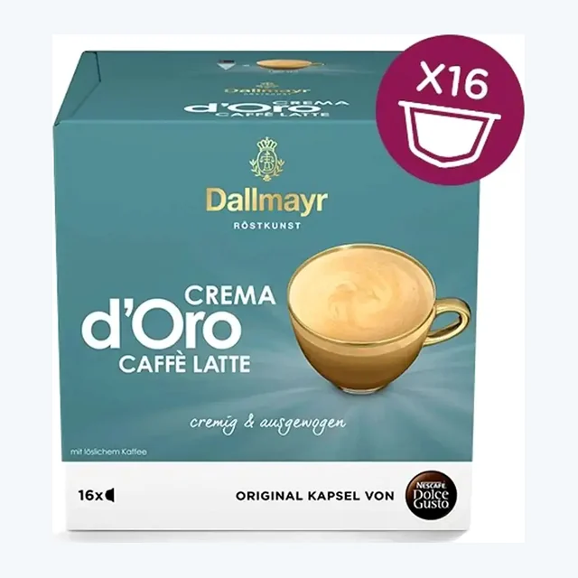 Dallmayr Dolce Gusto Crema D'oro Caffe Latte Coffee Capsules - 16 Capsules