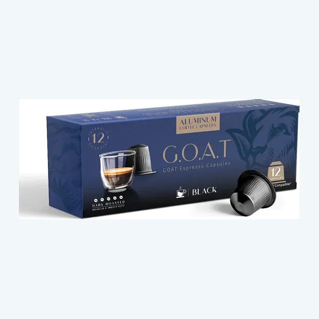 GOAT - Black Espresso Compatible By Nespresso-12 Aluminum Capsules