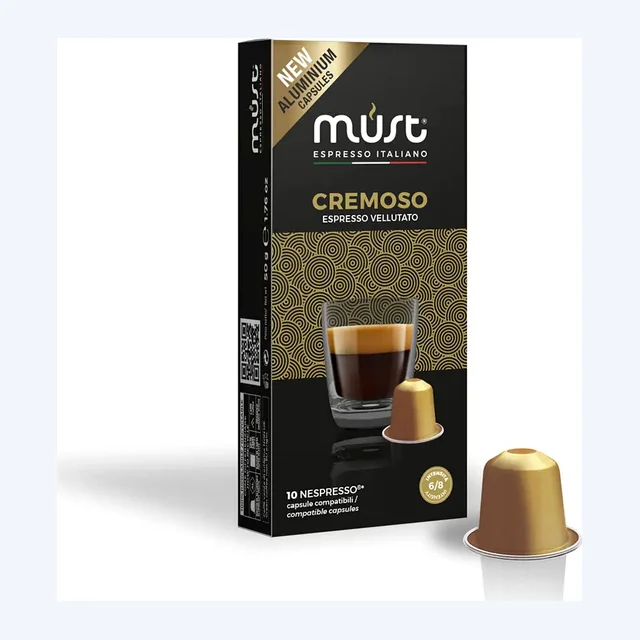 MUST - Cremoso Espresso Vellutato compatible by Nespresso - Aluminum Capsules - 10 ACapsules