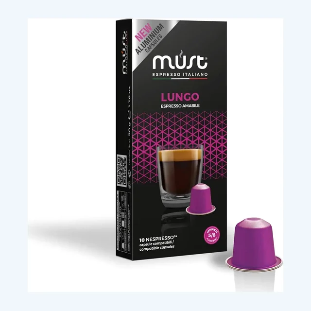 MUST - Lungo Espresso Amabile compatible by Nespresso - Aluminum Capsules - 10 Capsules