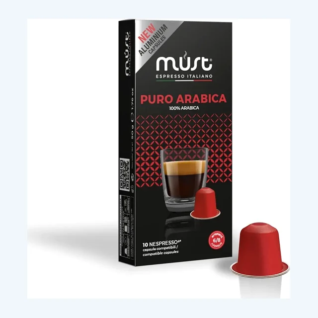 MUST - Puro Arabica Espresso Arabica compatible by Nespresso - Aluminum Capsules - 10 Capsules