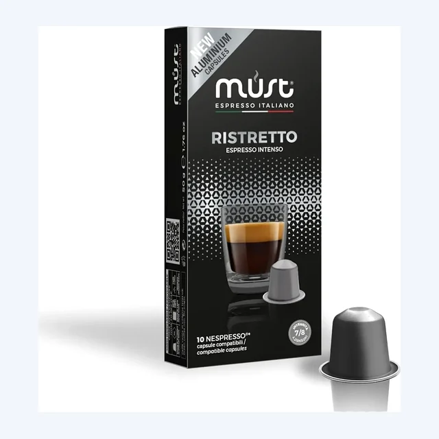 MUST - Ristretto Espresso Intenso compatible by Nespresso - Aluminum Capsules - 10 Capsules