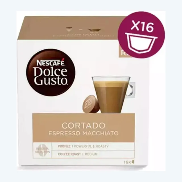 Nescafe Dolce Gusto Cortado Espresso Macchiato Coffee Capsules - 16 Capsules