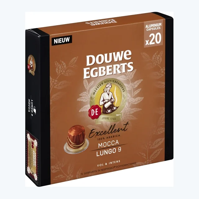 Douwe Egberts Excellence Mocca - Aluminium Nespresso compatible coffee capsules (20 Pack)