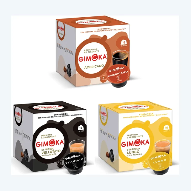Gimoka Coffee Variety (No Decaffe) - 48 Nescafe Dolce Gusto compatible coffee capsules
