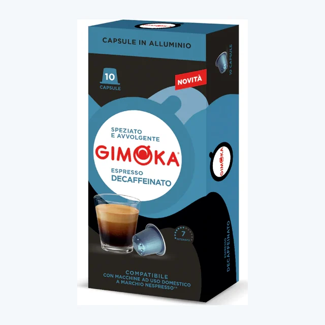 Gimoka Decaffeinato - 10 Aluminium Nespresso compatible coffee capsules
