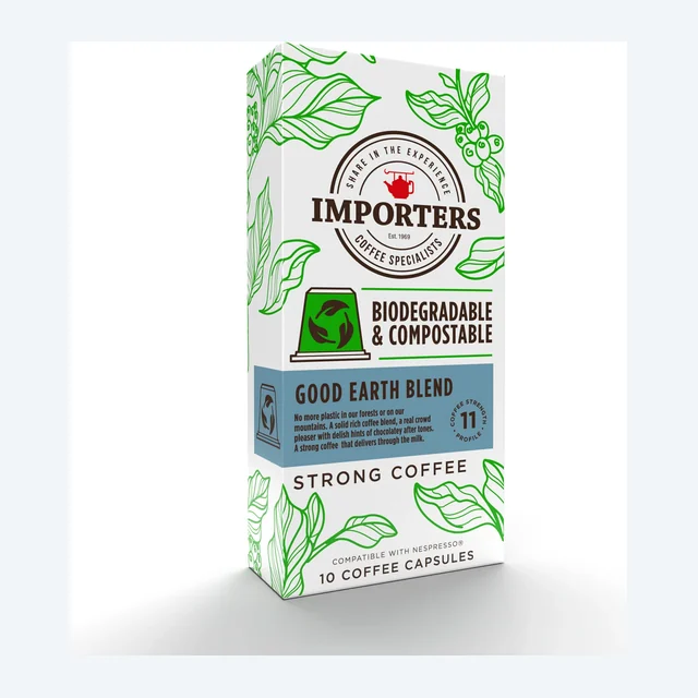 Importers Good Earth Blend – 10 Biodegradable Nespresso compatible coffee capsules