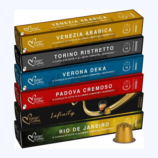 Italian Aluminium Full Range Variety - 60 Aluminium Nespresso compatible coffee capsules