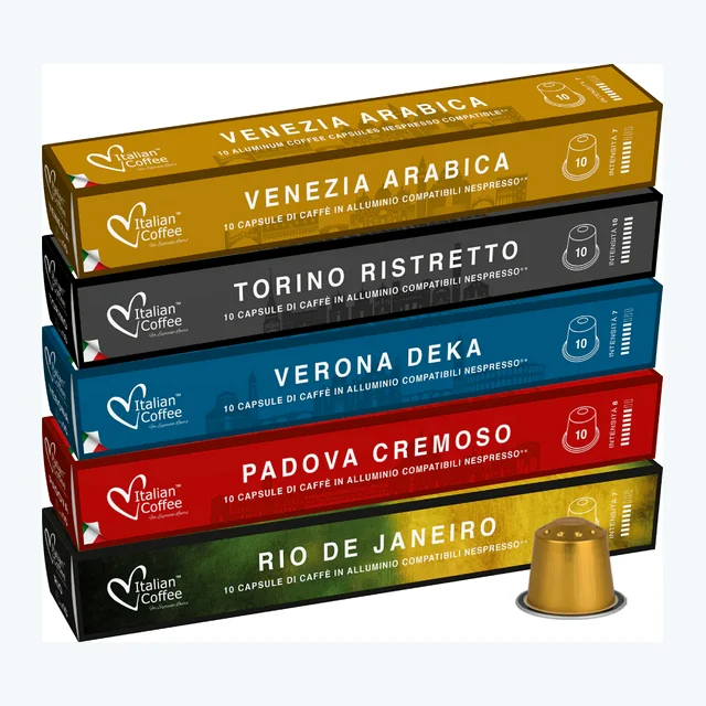 Italian Aluminium Variety Pack - 50 Aluminium Nespresso compatible coffee capsules