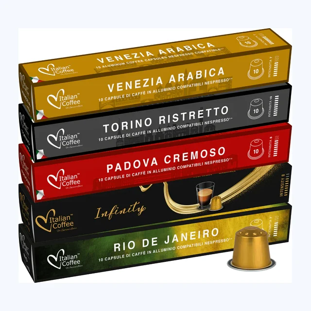 Italian Aluminium Variety Pack (No Decaffe) - 50 Aluminium Nespresso compatible coffee capsules