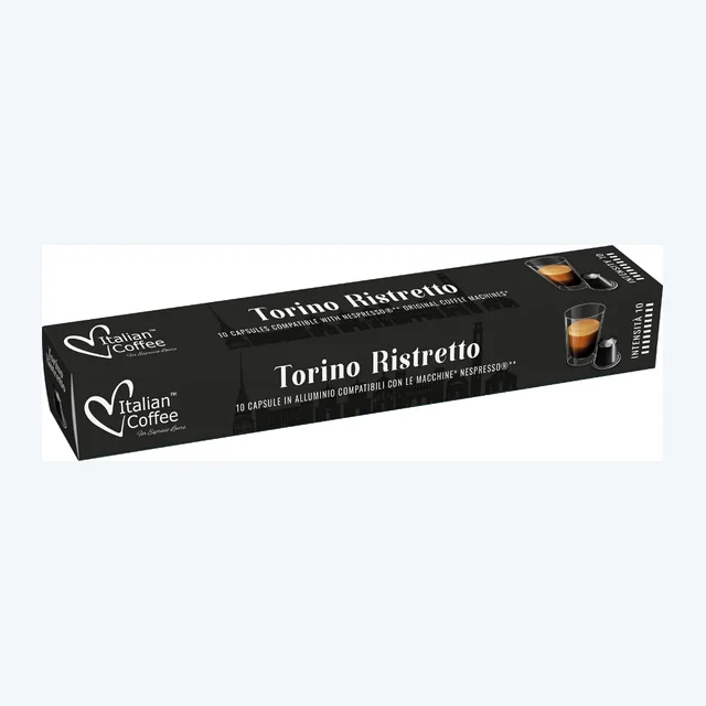 Italian Coffee Torino Ristretto - 10 Aluminium Nespresso compatible coffee capsules