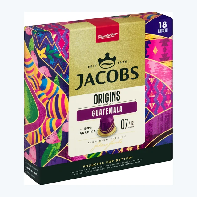 Jacobs Guatemala - Aluminium Nespresso compatible coffee capsules (18 Pack)