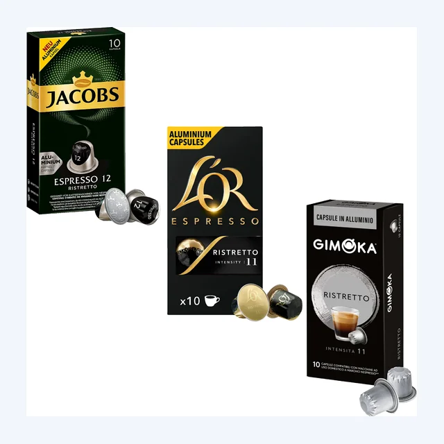 Premium Ristretto Coffee Selection - 30 Aluminium Nespresso compatible coffee capsules