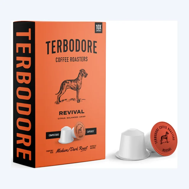 Terbodore Revival – 10 Compostable Nespresso compatible coffee capsules