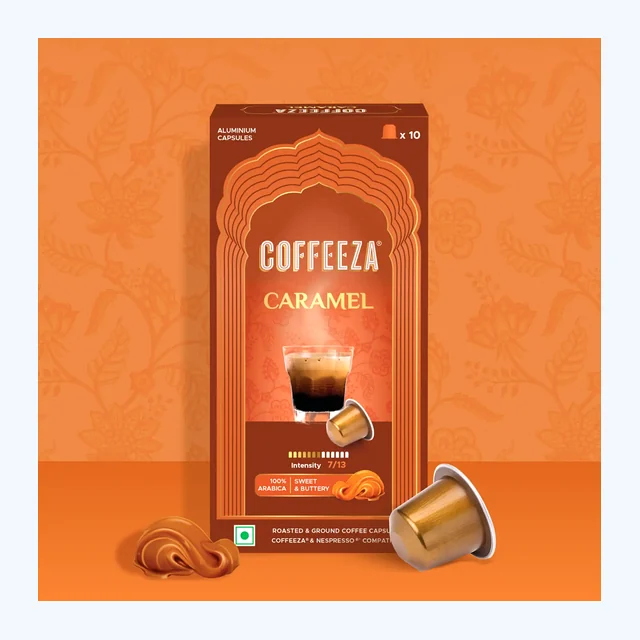 Caramel 100% Arabica Flavoured Aluminium Coffee Capsules