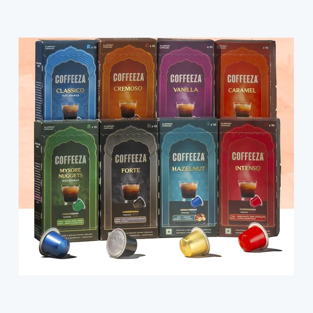 Coffeeza Value Pack Of 80 Coffee Capsules - Aluminium Coffee Pods | Box Of 8