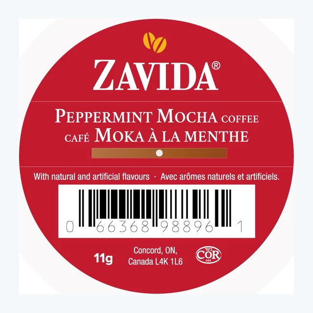 Zavida Peppermint Mocha Seasonal Coffee 24 Pack