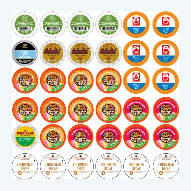 Decaf Coffee Pods Flavored & Regular Sampler