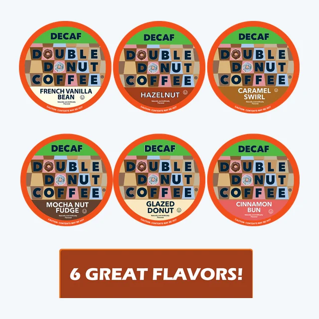 Double Donut Decaf Flavored Coffee Pods Variety Pack