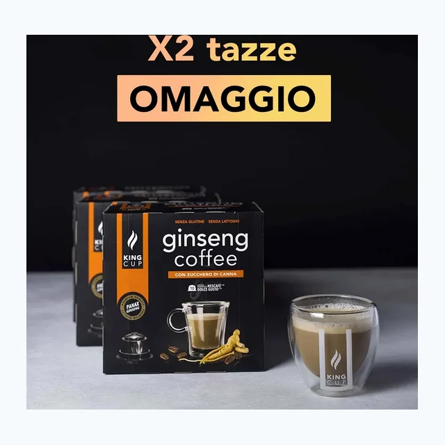 2 tazzine omaggio + 100 capsule Ginseng Coffee Con zucchero di canna Nescafè Dolce e Gusto®*