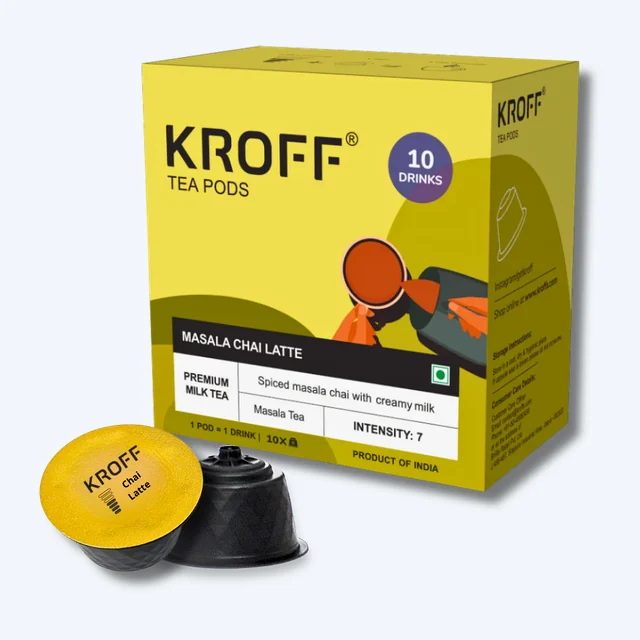 KROFF Masala Chai Latte Tea Pods | Dolce Gusto Compatible | Spiced Masala Tea Blend with Creamy Milk | 10 Pods Per Box