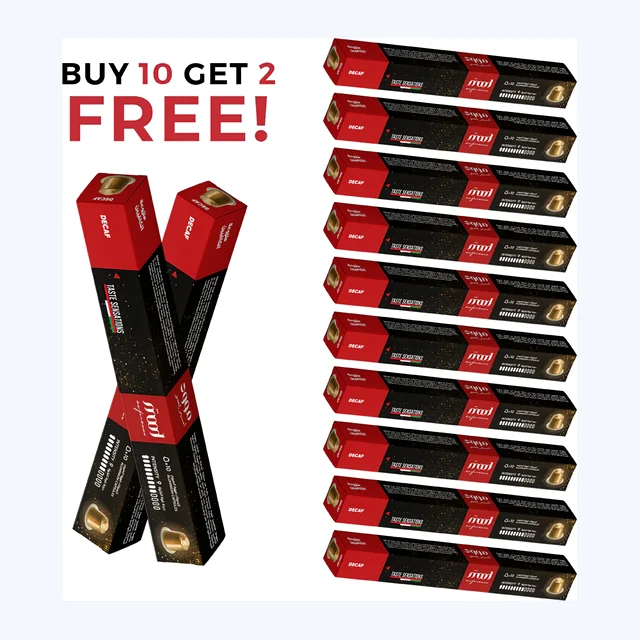 10+2 Free: Decaf Nespresso Compatible Aluminium Capsules